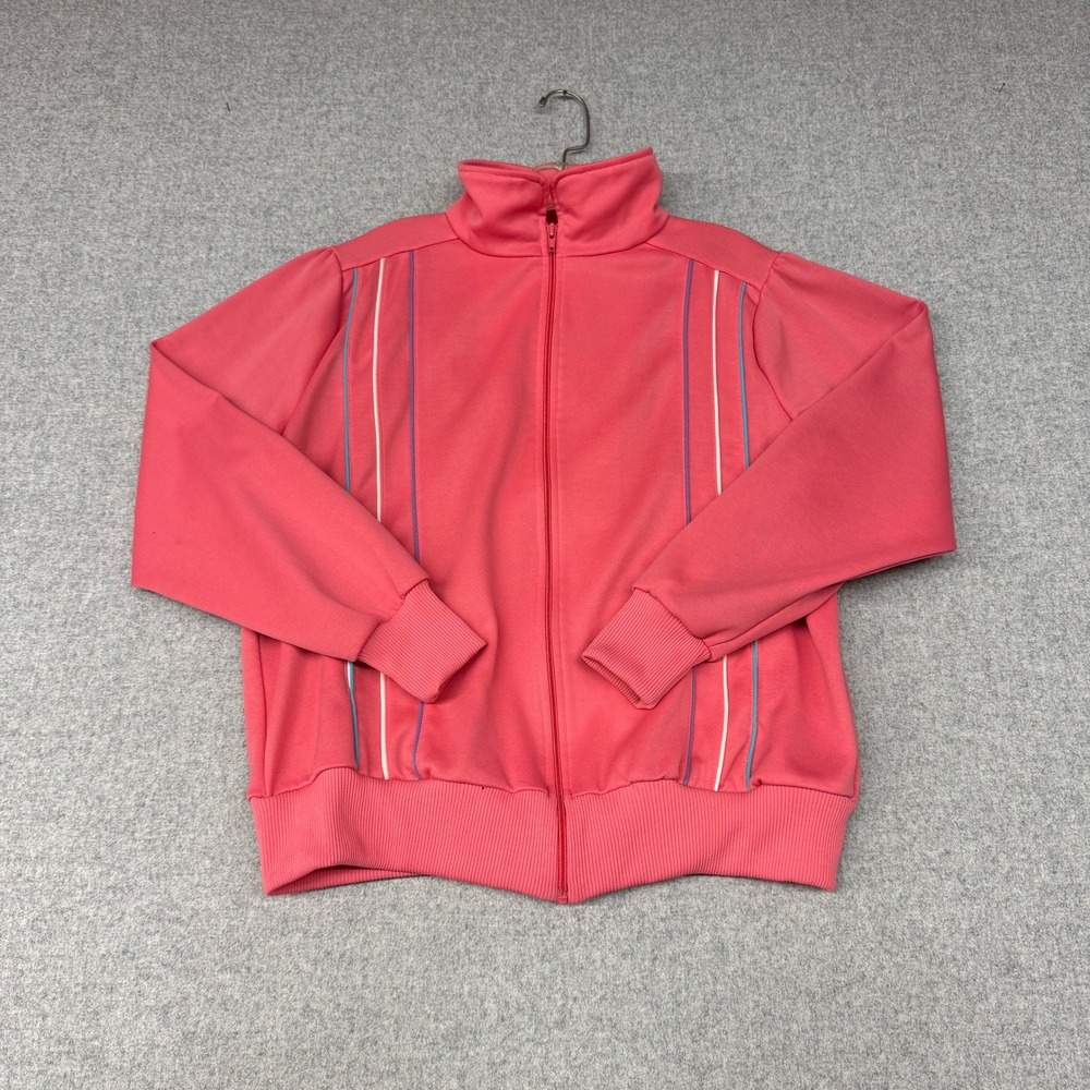 Active Wear | Vintage Track Jacket | Size L | Pink | Retro Racing Stripes Zip Up